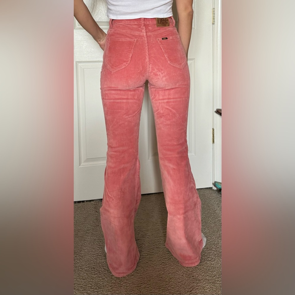 Lee High Rise Flare Pink Corduroy Pants